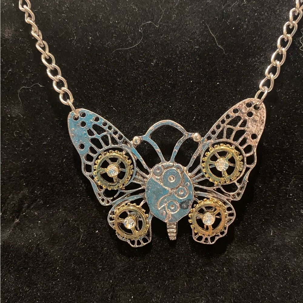 Steampunk Butterfly Pendant Necklace